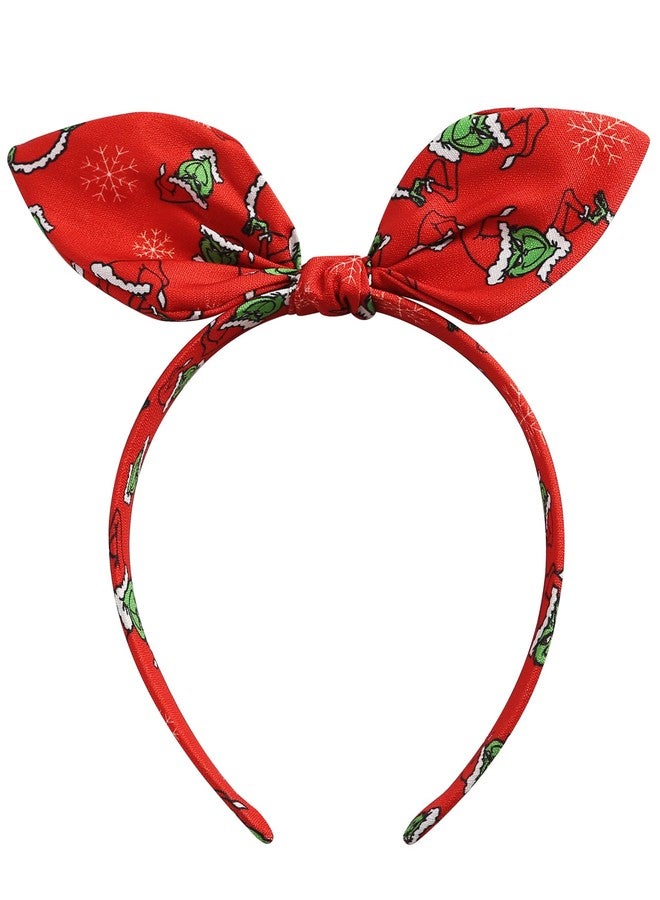 Furutonhe Christmas Knotted Bow Headband for Women Monster Headwear Trip Hair Accessories Red - Image 1